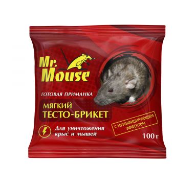 Mr.Mouse мягкий тесто- брикет для уничтожения мышей и крыс 100г