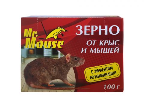 Mr.Mouse зерновая приманка от мышей и крыс 100г в пакете и коробочке